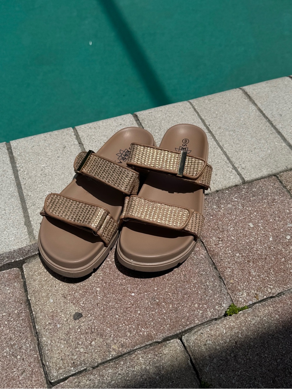 Serra Women's Double-Strap Slide Sandals in Tan